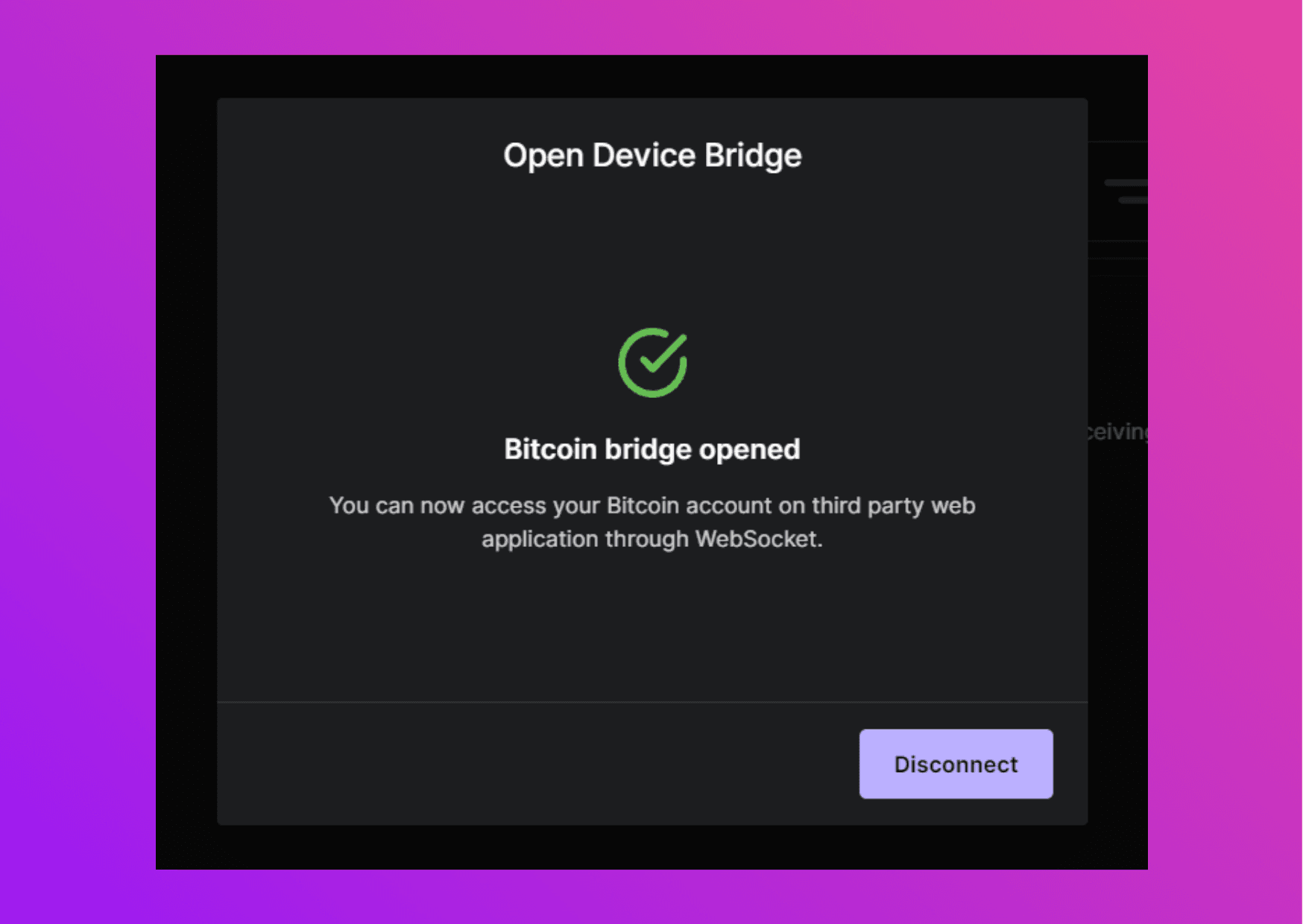 screenshot Ledger Live ethereum connection open