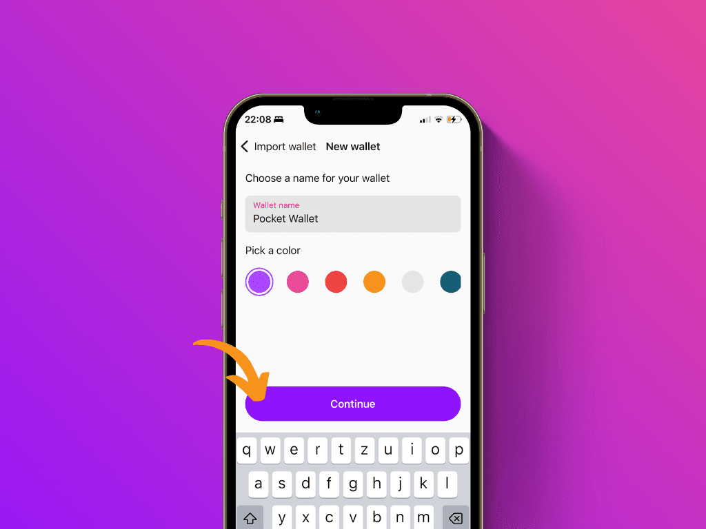 Screenshot of the Pocket App at the step Name Wallet