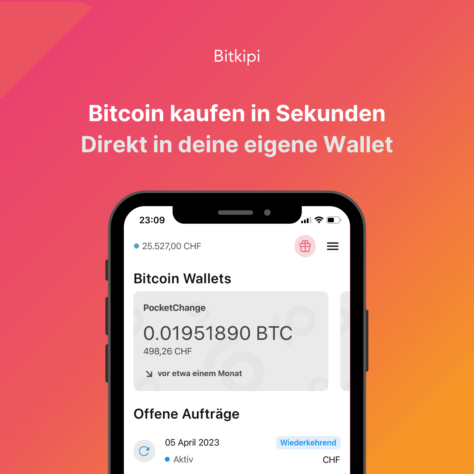 Screenshot der Bitkipi app