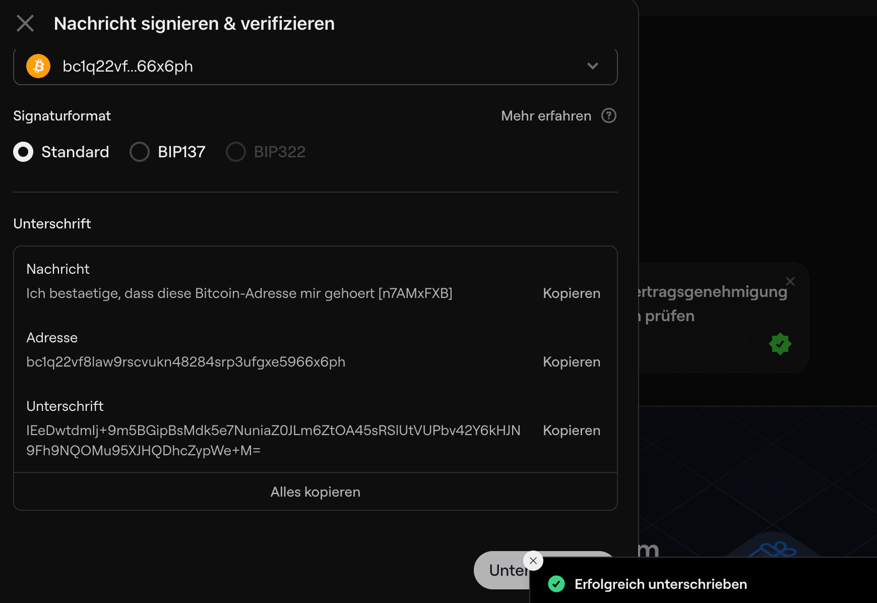 Copy signature