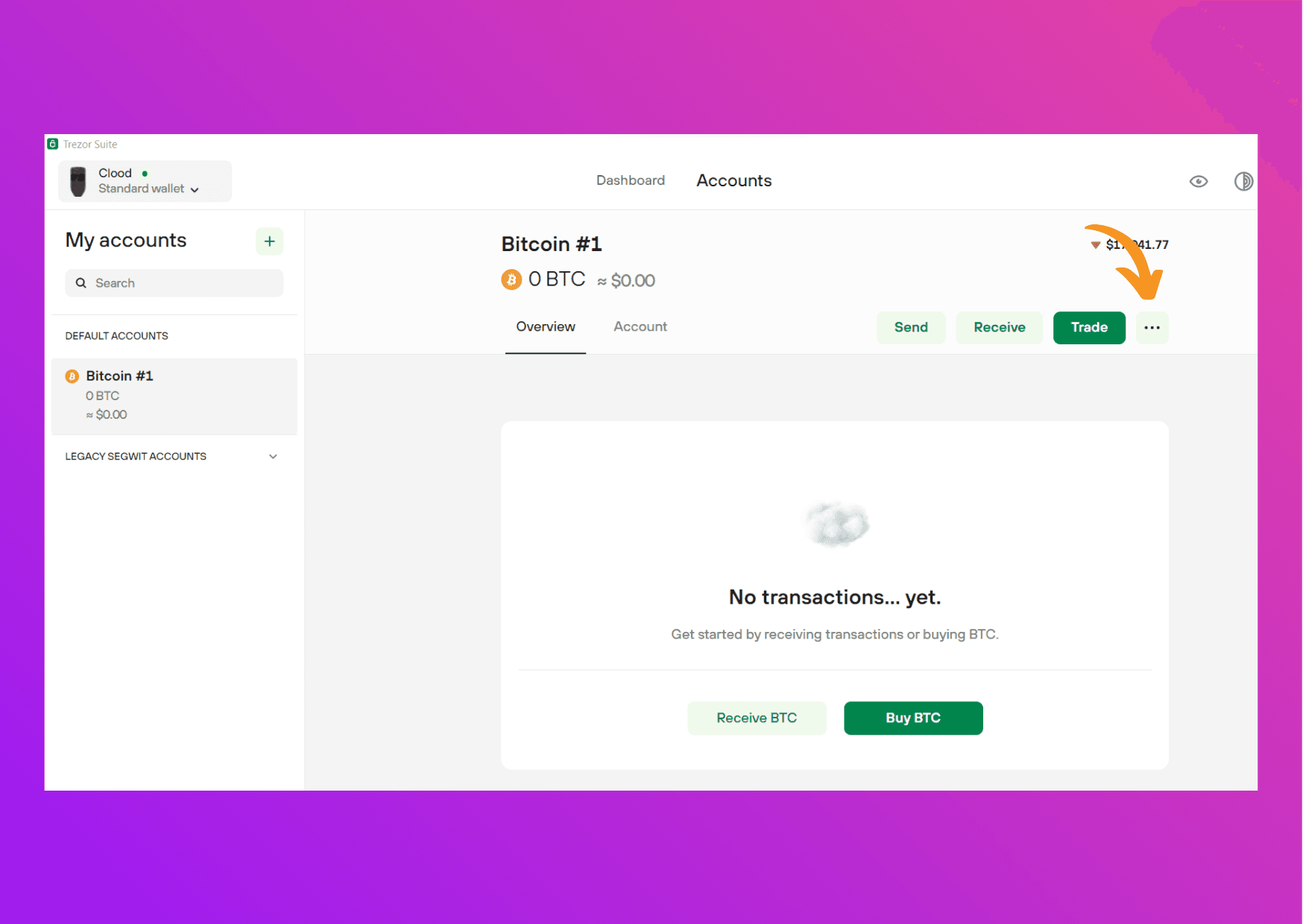 Screen capture Trezor Suite ethereum account
