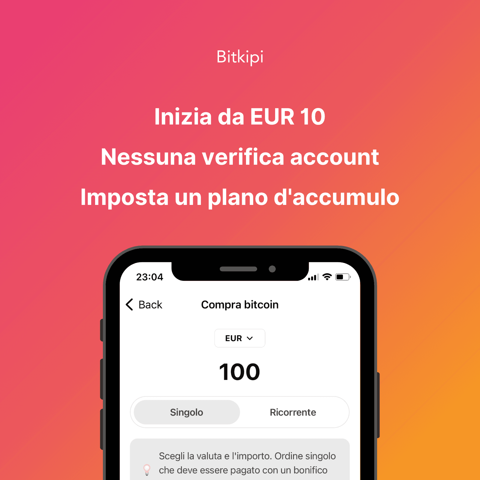 Schermata dell'app Bitkipi