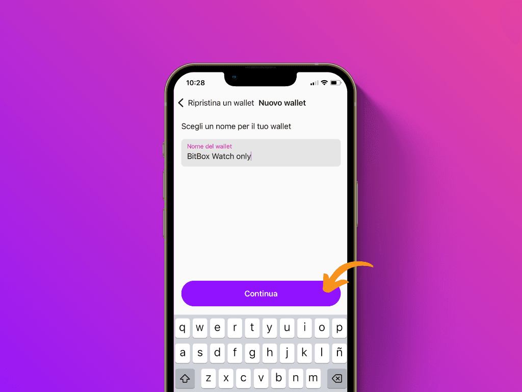 Schermata dell'app Pocket con il puntatore sul pulsante 
