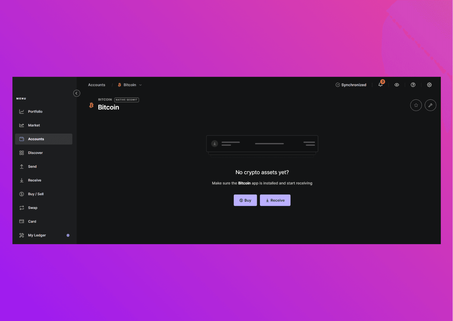 Screenshot Ledger Live with the selected ethereum account