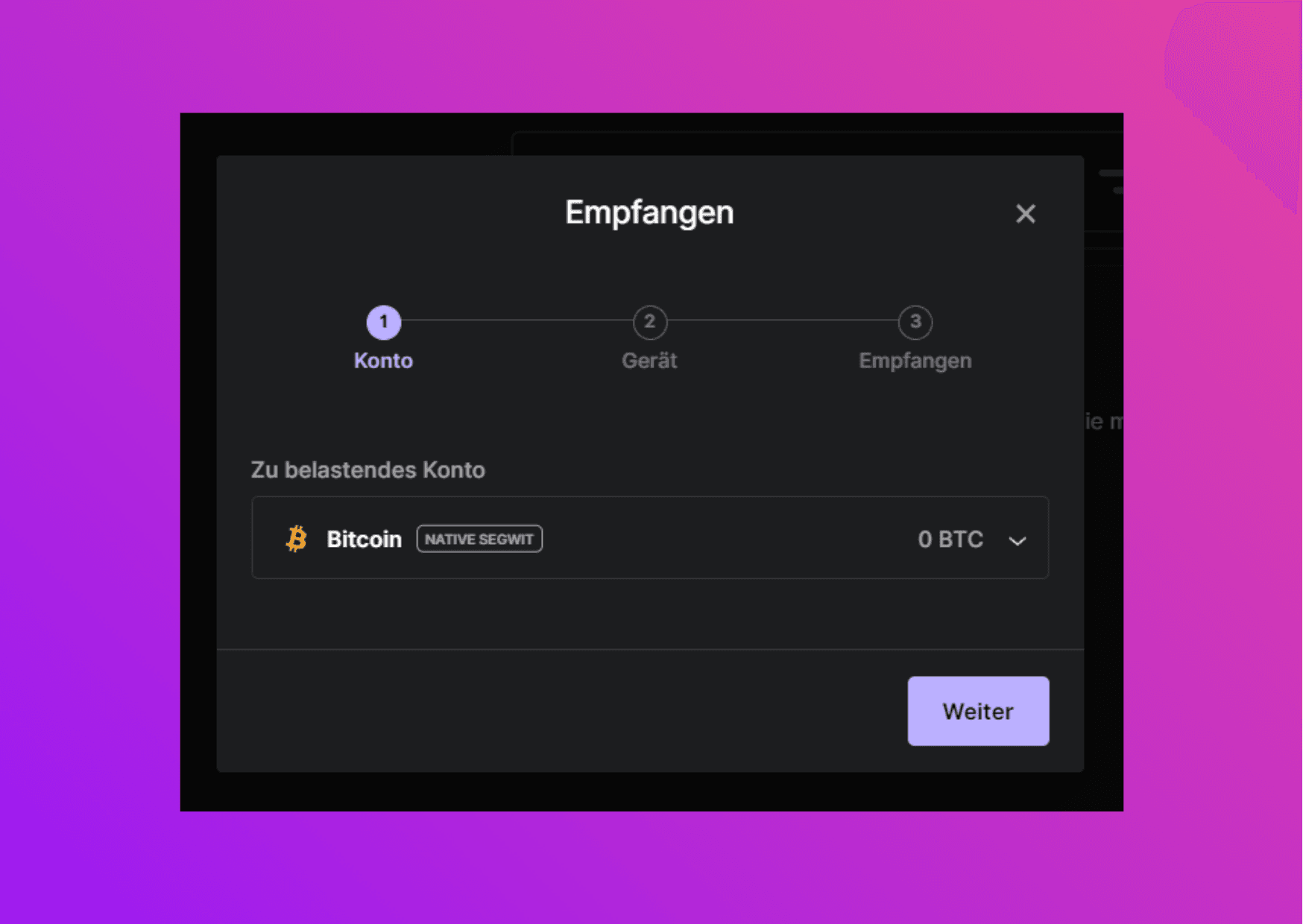 Bildschirmfoto Ledger Live Ethereum empfangen