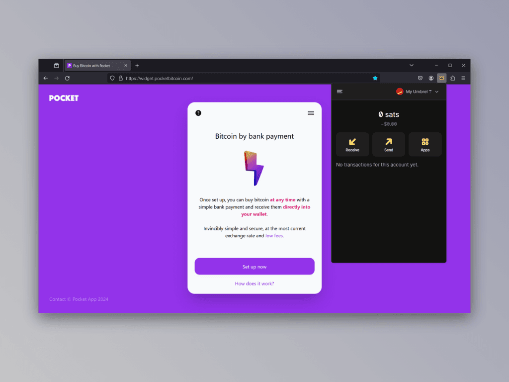 Screenshot of Pocket's Lightning top-up service