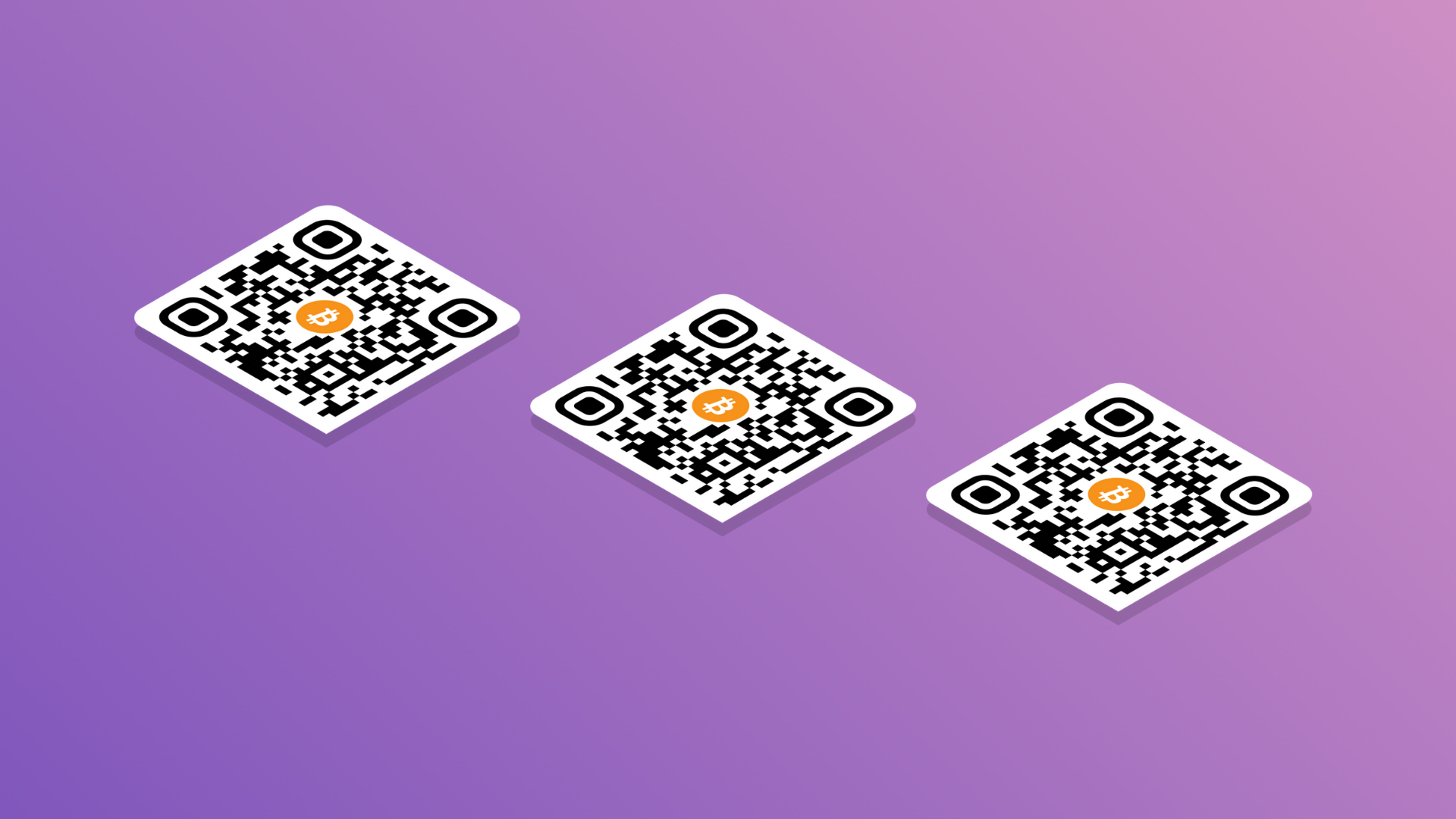 three aligned qr codes with ethereum addresses on them